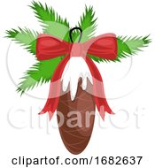 Poster, Art Print Of Christmas Pine With Red Bow