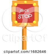 Gold And Red Sign Saying Santa Stop