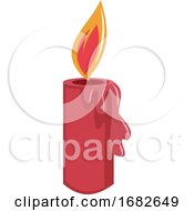 Poster, Art Print Of Lighted Red Christmas Candle Simple