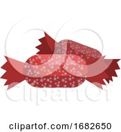 Christmas Candy Wraped In Red Paper With Snowflakes