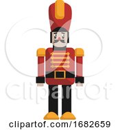 Poster, Art Print Of Simple Christmas Nut Cracker In Red And Black Suit