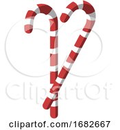 Two Christmas Red And White Candy Sticks