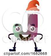 Poster, Art Print Of Purple Letter J With Christmas Hat