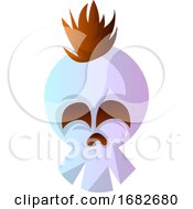Poster, Art Print Of Cartoon White Skull With Brow Hair Illustration
