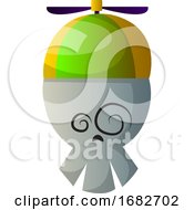 Cartoon Skull With Green Hat Illustartion