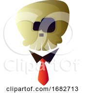 Poster, Art Print Of Cartoon Skull With Tie Illustartion