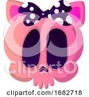 Poster, Art Print Of Cute Cartoon Skull With Purple Tie Illustration