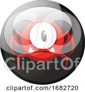 Poster, Art Print Of Cartoon Character Of A Red Spider Looking Monster With One Eye Illustration In Black Circle