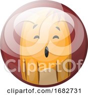 Poster, Art Print Of Cartoon Character Of A Yellow Monster Looking Suprised Illustration In Red Circle