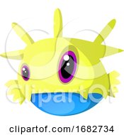 Poster, Art Print Of Yellow Monster With Different Size Eyes Illustration