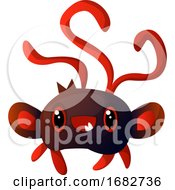 Poster, Art Print Of Red Monster With Tentacles Illustration