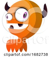 Poster, Art Print Of Orange Monster With Horns Illustration