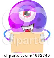 Poster, Art Print Of Monster Holding A Piece Of Paper With Both Hands Illustration