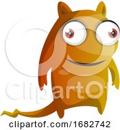 Poster, Art Print Of Orange Monster With A Tail Illustration