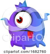 Poster, Art Print Of One Eyed Purple Monster With Tongue Out Illustration