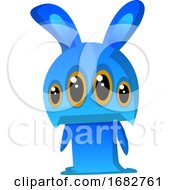 Poster, Art Print Of Four-Eyed Blue Rabbit Monster Illustration Print