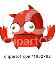 Poster, Art Print Of Red Monster With Hands Up Illustration