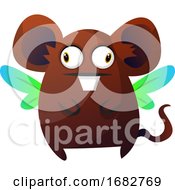 Poster, Art Print Of Brown Rat Monster With Wings Illustration Print
