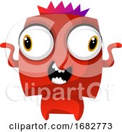 Red Dancing Monster With A Crown Illustration Print