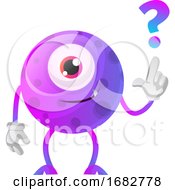 Purple Monster With A Question Sign Illustration