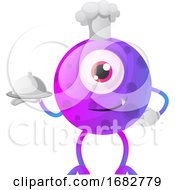 One Eyed Purple Monster Chef Illustration