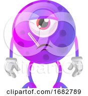 Poster, Art Print Of One Eyed Sick Purple Monster Illustration