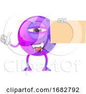Monster Holding A Paper And Thumb Up Illustration