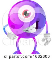 Poster, Art Print Of Chill Out Purple Monster With One Eye Illustration