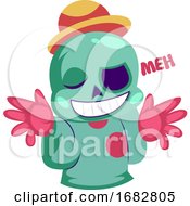 Colorful Monster Doesnt Care Illustration On A White Background