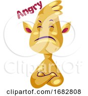 Poster, Art Print Of Angry Yellow Elf Sticker Illustration On A White Background