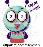 Colorful Monster Saying Great Work Illustration On A White Background