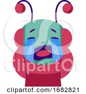 Crying Pink And Blue Monster Sticker Illustration On A White Background