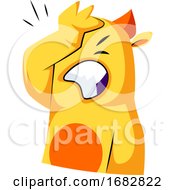 Poster, Art Print Of Yellow Monster Hitting Its Forehead Illustration On A White Background
