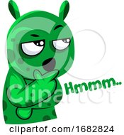 Poster, Art Print Of Suspicious Green Monster Illustration On A White Background