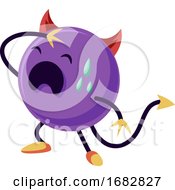Poster, Art Print Of Sad Purple Monster Screaming Illustration On A White Background