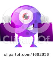 Poster, Art Print Of Purple Monster With Shopping Bags Illustration