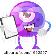 Poster, Art Print Of Purple Monster With A Notepad Illustration