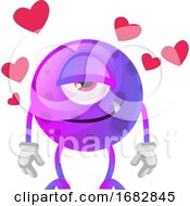Purple Monster In Love Illustration