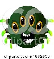 Green Monster With Four Eyes Illustration