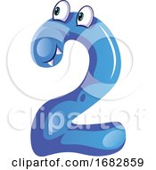 Blue Monster In Number Two Shape Illustration