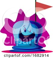 Poster, Art Print Of Happy Cartoon Blue Monster Illustartion