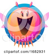 Happy Cartoon Pink Monster Illustartion