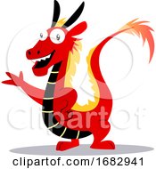 Poster, Art Print Of Red Cartoon Dragon Illustartion