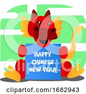 Poster, Art Print Of Red Cartoon Dragon Celebrating Chinese New Year Illustartion