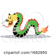 Poster, Art Print Of Green Cartoon Dragon Illusatration