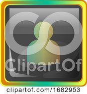 Poster, Art Print Of Avatar Grey Square Icon Illustration With Yellow And Green Details On White Background