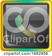Poster, Art Print Of Call Grey Square Icon Illustration With Yellow And Green Details On White Background