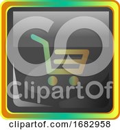 Poster, Art Print Of Cart Grey Square Icon Illustration With Yellow And Green Details On White Background