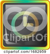 Poster, Art Print Of Clock Grey Square Icon Illustration With Yellow And Green Details On White Background