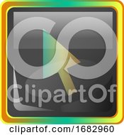 Poster, Art Print Of Cursor Grey Square Icon Illustration With Yellow And Green Details On White Background